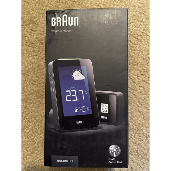 Braun Radio Controlled Weather Station, BNC013-RC, With Outdoor Sensor, New - Picture 1 of 6